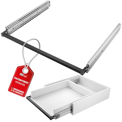 SOTECH VarioSlide Pat. Schubladenschienen Komplettset Schwerlastauszug KV2-200-H76-600 EH 600 mm bis 200 kg Einhandverriegelung schwarz eloxiert für Schubladen ohne Front bis 1200 mm Breite, Caravan, von SOTECH