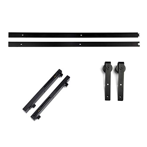 Schiebetüren Set LOUNGE-1 2tlg. 2 m (seitlich anschraubbar) Soft-Close schwarz Schiebetürbeschlag Laufrollen-Ø 70 mm Hängeschiene für Schiebetür von Sotech von SOTECH