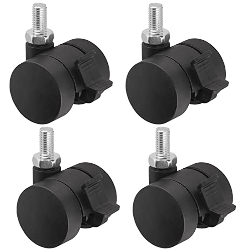 Sotech 4er Set Möbelrolle AACHEN mit M8 x 15 mm Gewinde und Bremse (Ø 35 mm, 40 Kg Tragfähigkeit pro Rolle, 360 Grad drehbar, schwarz) Transport-Rollen leise und bodenschonend von SOTECH