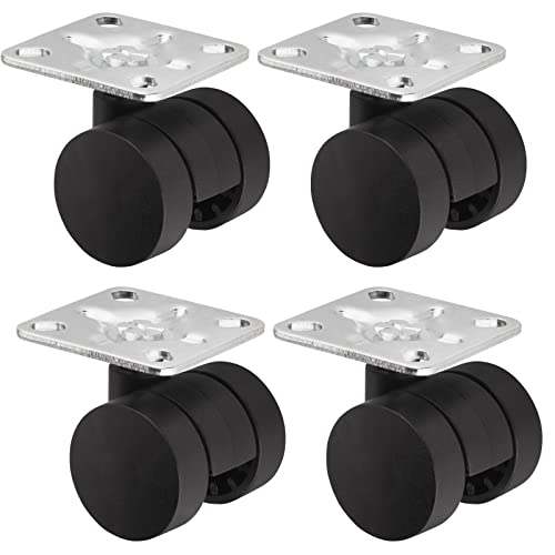 Sotech 4er Set Möbelrolle AACHEN mit Montageplatte (Ø 35 mm, 40 Kg Tragfähigkeit pro Rolle, 360 Grad drehbar, schwarz) Lenkrollen Doppelrollen leise und bodenschonend von SOTECH