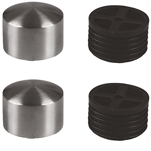 2 x Edelstahl Endkappe inkl.Adapter,Abschlußkappe, Endstück leicht gewölbt für 42,4mm Holzhandlauf von SOTOOLS