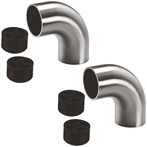 2 x Edelstahl Rundbogen 90° Rohrbogen inkl. 2 Adapter für Holzhandlauf Ø 42 mm von SOTOOLS