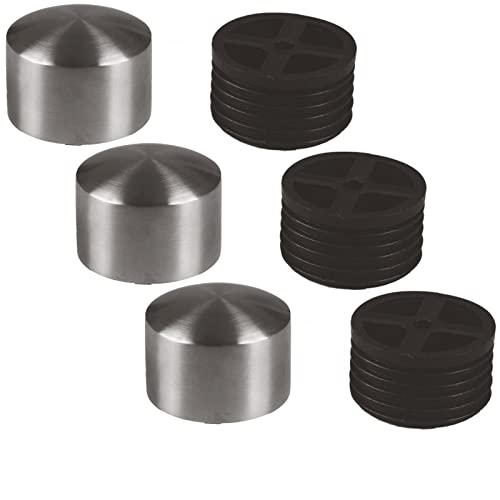 3 x Edelstahl Endkappe inkl.Adapter,Abschlußkappe, Endstück leicht gewölbt für 42,4mm Holzhandlauf von SOTOOLS