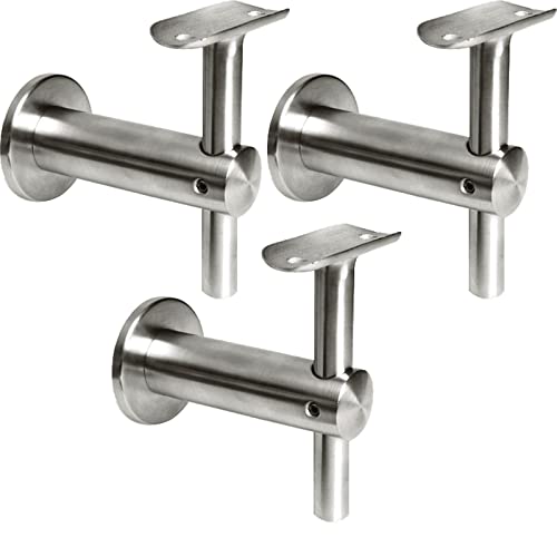 3 x Edelstahl Handlaufträger, höhenverstellbarer Handlaufhalter, V2A, für Ø 42,4 mm Handlauf von SOTOOLS