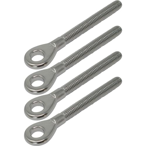 4 x Augenschraube Edelstahl V4A Seewasserfest Rechtsgewinde M8 Gewindelänge 57 mm Augen-Ø 8,5 mm (innen) für den Einsatzbereich Wohnungsbau, Messebau oder auch für den Segelsport von SOTOOLS