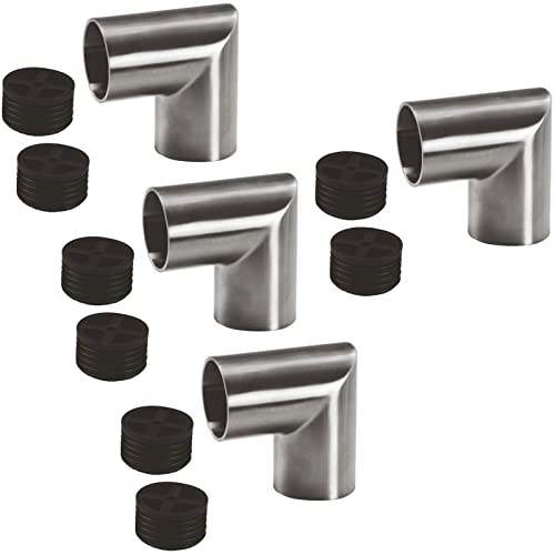 4 x Edelstahl Rundbogen 90° eckig inkl. 2 Adapter für Holzhandlauf Ø 42 mm von SOTOOLS