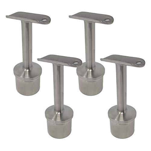 4 x Handlaufstütze Premium Edelstahl für Rundpfosten 42,4 mm mit Halteplatte Steckfitting Handlaufverbinder von SO-TOOLS® von SOTOOLS