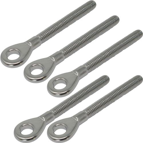 5 x Augenschraube Edelstahl V4A Seewasserfest Rechtsgewinde M8 Gewindelänge 57 mm Augen-Ø 8,5 mm (innen) für den Einsatzbereich Wohnungsbau, Messebau oder auch für den Segelsport von SOTOOLS