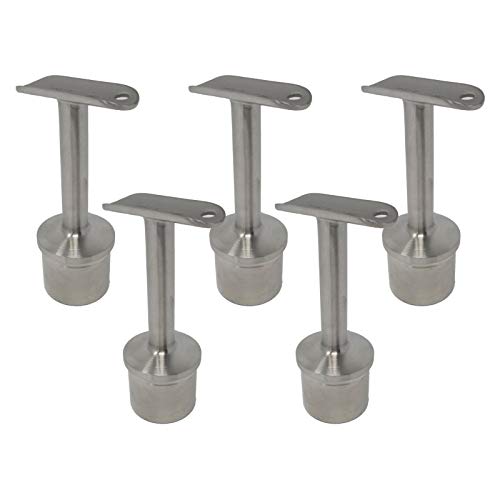 5 x Handlaufstütze Premium Edelstahl für Rundpfosten 42,4 mm mit Halteplatte Steckfitting Handlaufverbinder von SO-TOOLS® von SOTOOLS