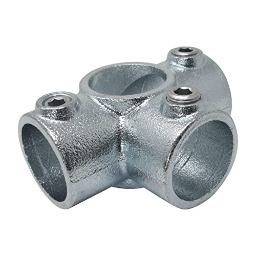 SO-TOOLS® Temperguss Aufsatz-Kreuzverbinder für 42,4 mm Rohr Rohrverbinder zum verbinden vom senkrechten auf ein durchläufiges und 2 waagerechte Rohre von SOTOOLS