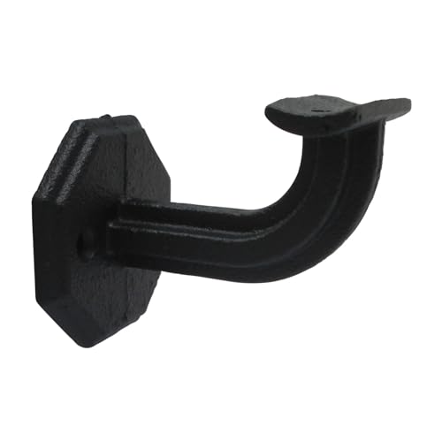 SO-Tools Handlaufhalter, schwarz matt aus Gusseisen, Industrie Vintage für den Aussenbereich, sehr grobe Oberfläche für 42,4 mm Handlauf Rohr von SOTOOLS