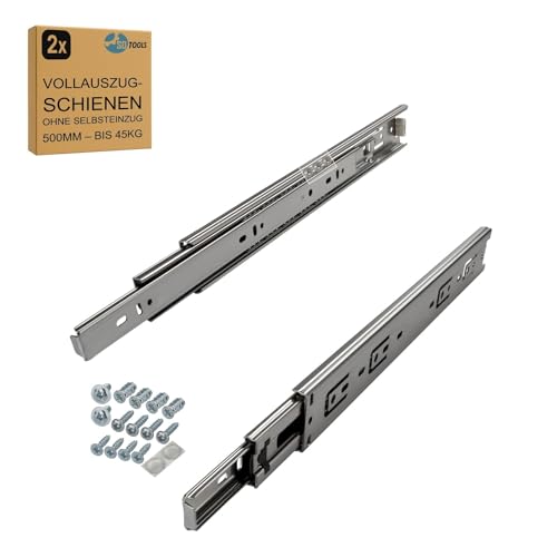 SOTOOLS 1 Paar Teleskopschienen – Tragkraft 45 kg – Auszugsschienen Auszugsschiene 500 mm silber – kugelgelagert – verzinkt – Vollauszug – Möbelbau, Werkstatt, Küche SOTOOLS 1 Paar Teleskopschienen – Tragkraft 45 kg – Auszugsschienen Auszugsschiene 500 mm silber – kugelgelagert – verzinkt – Vollauszug – Möbelbau, Werkstatt, Küche von SOTOOLS