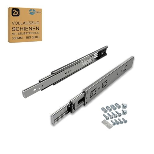 SOTOOLS 1 Paar VOLLAUSZUG – Kugelvollauszug 350 mm mit Selbsteinzug – Schubladenschienen, H45 mm, B12,7 mm Schubladenauszug 350 mm verzinkt mit Entriegelung – Tragkraft 35 kg – für Möbel & Werkstatt SOTOOLS 1 Paar VOLLAUSZUG – Kugelvollauszug 350 mm mit Selbsteinzug – Schubladenschienen, H45 mm, B12,7 mm Schubladenauszug 350 mm verzinkt mit Entriegelung – Tragkraft 35 kg – für Möbel & Werkstatt von SOTOOLS