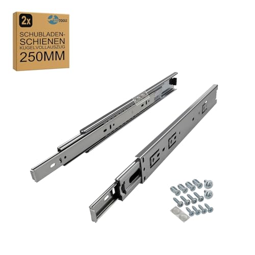 SOTOOLS 1 Paar Vollauszug + Schrauben – Führungsschienen aus Stahl – Tragkraft bis 35 kg Schubladenschienen 250 mm – Belastbarkeit 35 kg – kugelgelagert – verzinkt – Vollauszug – Möbelbau, Werkstatt SOTOOLS 1 Paar Vollauszug + Schrauben – Führungsschienen aus Stahl – Tragkraft bis 35 kg Schubladenschienen 250 mm – Belastbarkeit 35 kg – kugelgelagert – verzinkt – Vollauszug – Möbelbau, Werkstatt von SOTOOLS