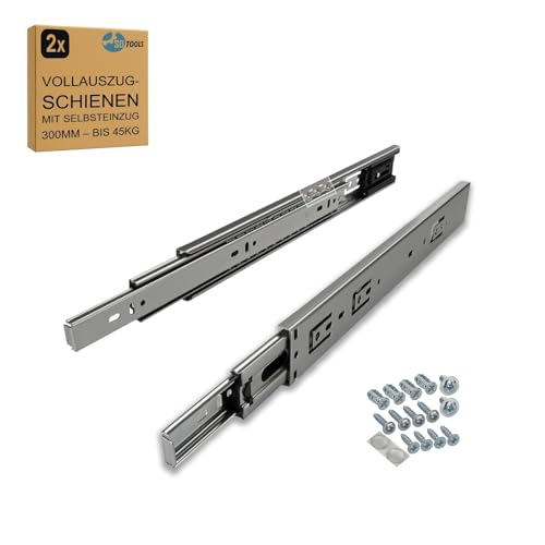SOTOOLS 1 Paar kugelgelagerte Schubladenschienen mit Selbsteinzug 300 mm – Vollauszug aus Stahl – 45 kg Tragkraft für Schubladen & Möbel Schubladenauszug 300 mm für Möbelbau SOTOOLS 1 Paar kugelgelagerte Schubladenschienen mit Selbsteinzug 300 mm – Vollauszug aus Stahl – 45 kg Tragkraft für Schubladen & Möbel Schubladenauszug 300 mm für Möbelbau von SOTOOLS