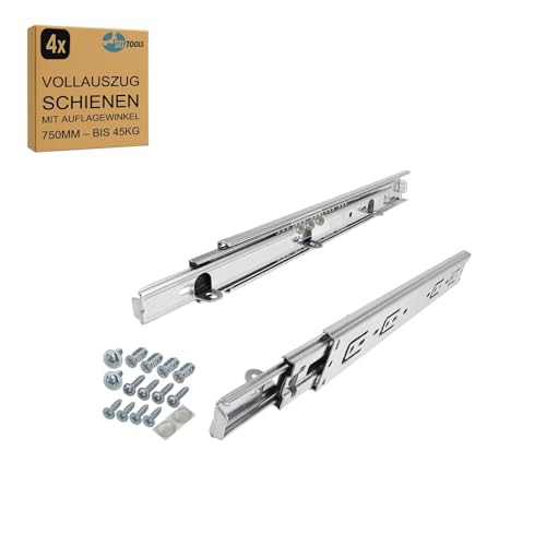 SOTOOLS 2 Paar Auszugsschienen 750 mm mit Auflagewinkel Vollauszug, kugelgelagert, Tragkraft 45 kg, Höhe 45 mm, Breite 12,7 mm, werkzeuglos trennbar Schubladenschienen 750mm SOTOOLS 2 Paar Auszugsschienen 750 mm mit Auflagewinkel Vollauszug, kugelgelagert, Tragkraft 45 kg, Höhe 45 mm, Breite 12,7 mm, werkzeuglos trennbar Schubladenschienen 750mm von SOTOOLS