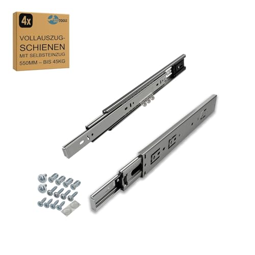 SOTOOLS 2 Paar kugelgelagerte Schubladenschienen mit Selbsteinzug 550 mm – Vollauszug aus Stahl – 45 kg Tragkraft für Schubladen & Möbel Schubladenauszug 550 mm für Möbelbau, Werkstatt, Heimwerken SOTOOLS 2 Paar kugelgelagerte Schubladenschienen mit Selbsteinzug 550 mm – Vollauszug aus Stahl – 45 kg Tragkraft für Schubladen & Möbel Schubladenauszug 550 mm für Möbelbau, Werkstatt, Heimwerken von SOTOOLS
