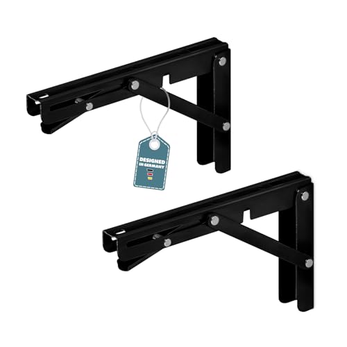 SOTOOLS 2er Set FOLDURA Klappkonsole 200 mm schwarz Paar Schwarz klappbare Klappkonsole 200 mm für Wandregale von SOTOOLS