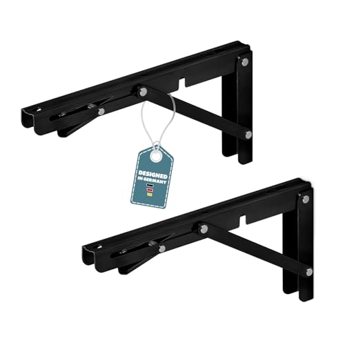 SOTOOLS 2er Set FOLDURA Klappkonsole 250 mm schwarz Paar Wandhalterung Klappkonsole schwarz 250 mm schwerlast von SOTOOLS