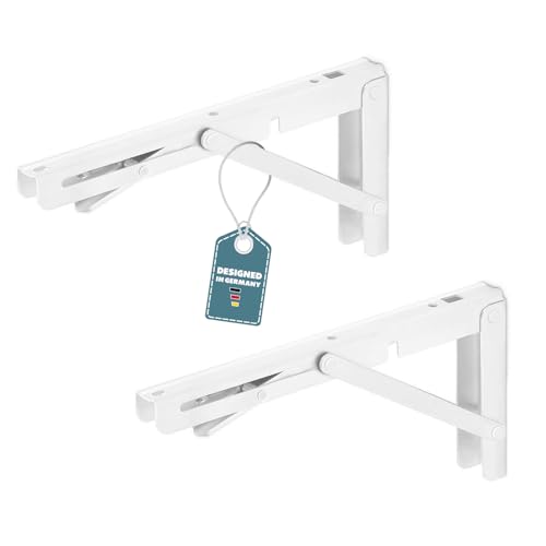 SOTOOLS 2er Set FOLDURA Klappkonsole 250 mm weiß Paar Schwerlast-Klappkonsole weiß 250 mm für Regalwand von SOTOOLS
