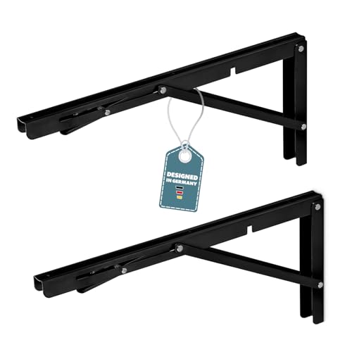 SOTOOLS 2er Set FOLDURA Klappkonsole 400 mm schwarz Paar Schwarze Faltkonsole für Wand 400 mm für DIY-Tische von SOTOOLS