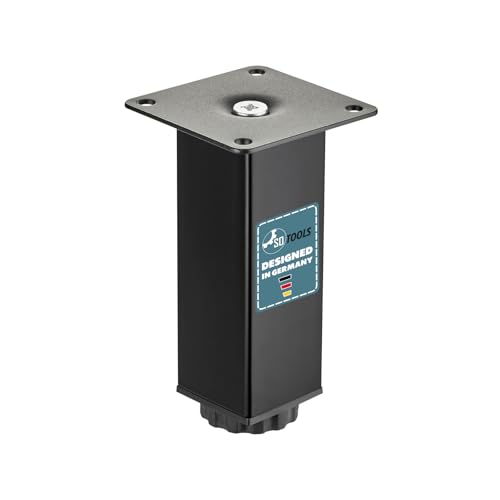 SOTOOLS Möbelfuß QUADRUS 1 Stück Höhe 120 mm Schwarz Matt Tragkraft bis 100 kg Höhenverstellbar – Robuste Möbelbeine für Schränke, Sofas & Regale von SOTOOLS