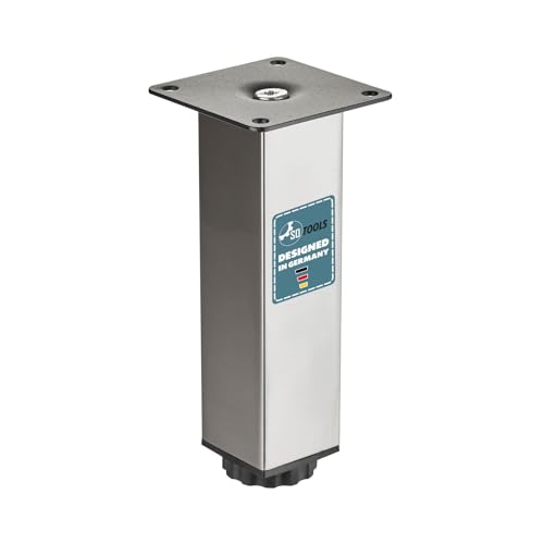 SOTOOLS Möbelfuß QUADRUS 1 Stück Höhe 150 mm Edelstahloptik Tragkraft bis 100 kg Höhenverstellbar – Robuste Möbelbeine für Schränke, Sofas & Regale von SOTOOLS