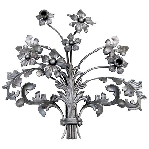 XXL Vintage Zaun- Gartendeko 590 x 560 mm Blume Blumenstrauß Gußeisen Deko Element Shabby Chic von SO-Tools® von SOTOOLS