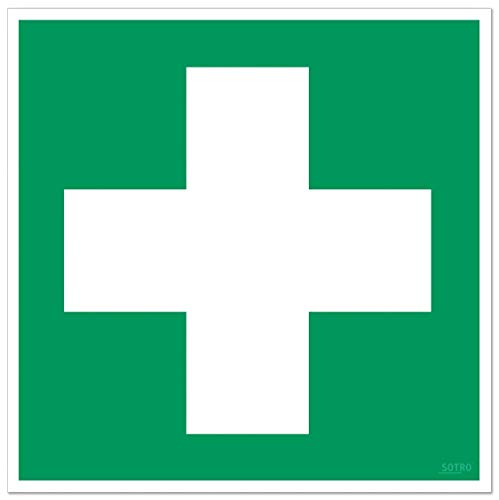 Erste Hilfe Aufkleber Sticker Zeichen Grünes Kreuz Hinweisschild, 10 St. 10x10 cm von SOTRO