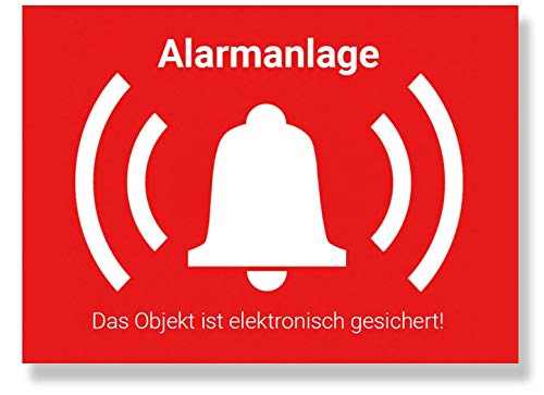 Alarmanlage Aufkleber Alarmgesichert Sticker Innen Außen UV-Schutz, Warnaufkleber Alarm Aussenklebend, Hinweis Alarmanlage, 5 Stück von SOTRO