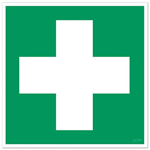 SOTRO Erste Hilfe Aufkleber Sticker Zeichen Grünes Kreuz Hinweisschild, 1 St. 10x10 cm von SOTRO