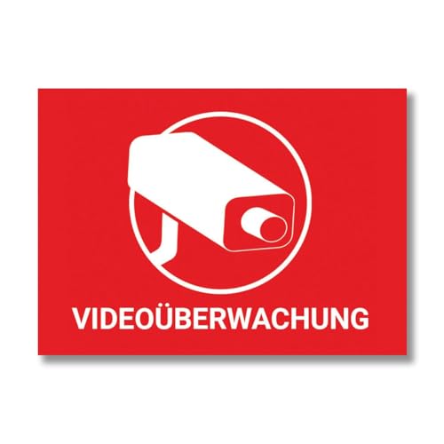 Videoüberwachung Aufkleber Sticker Warnaufkleber Kamera mit UV-Schutz, 5 St. 7x5 cm Rot von SOTRO