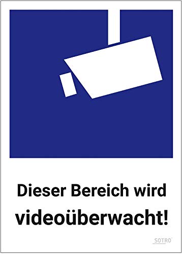 Videoüberwachung Aufkleber DIN 33450, 10x14cm, Videoüberwacht, 1 St., Dieser Bereich Wird videoüberwacht von SOTRO