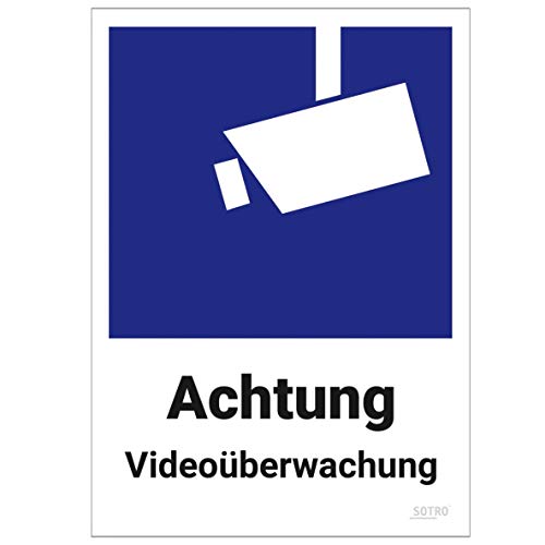 Videoüberwachung Aufkleber DIN 33450, 10x14cm, Videoüberwacht, 10 St., Achtung Videoüberwachung von SOTRO