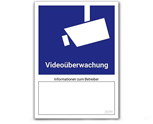 Videoüberwachung Aufkleber DIN 33450, 10x14cm, Schild Videoüberwacht, 1 St., Mit Informationsfeld von SOTRO