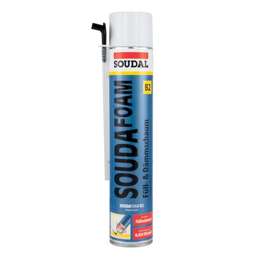 3 x Soudal Soudafoam B2, 750ml, einkomponentiger Pulyurethanschaum, Montageschaum mit hoher Formstabilität, Spar-Set (3) von Soudal