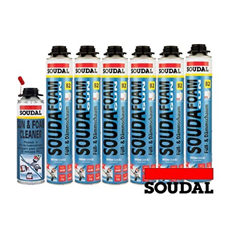 Soudafoam B2 Pistolenschaum Montageschaum PU Schaum als Set 6 Stück mit Reiniger 500ml Soudafoam B2 Pistolenschaum Montageschaum PU Schaum als Set 6 Stück mit Reiniger 500ml von Soudal