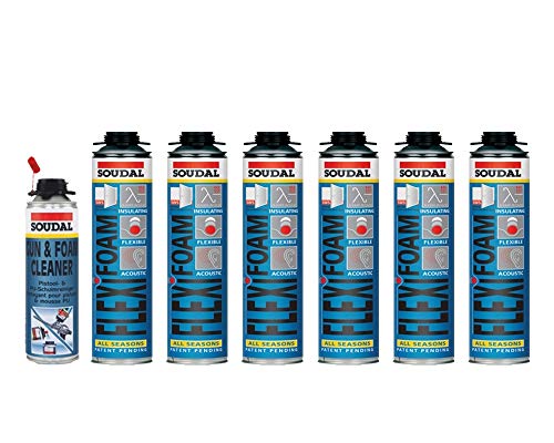 Soudal Sparset 6x Flexifoam Fensterschaum 500ml + Pistolenreiniger von Soudal