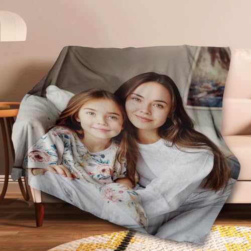 Personalisierte Kuscheldecke mit Eigenem Foto Bedrucken Warm Weich Dick Fotodecke Bild Selbst Gestalten Geburtstags Freunde Familie Baby Hund von SOUFEEL