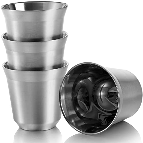 SOUJOY 4 Stück Edelstahl Espressotasse 80 ml doppelwandige Isoliertasse Hitzebeständige Kaffeetasse Unzerbrechliche Demitasse Tasse zum Trinken Kaffee Trinken Getränke von SOUJOY