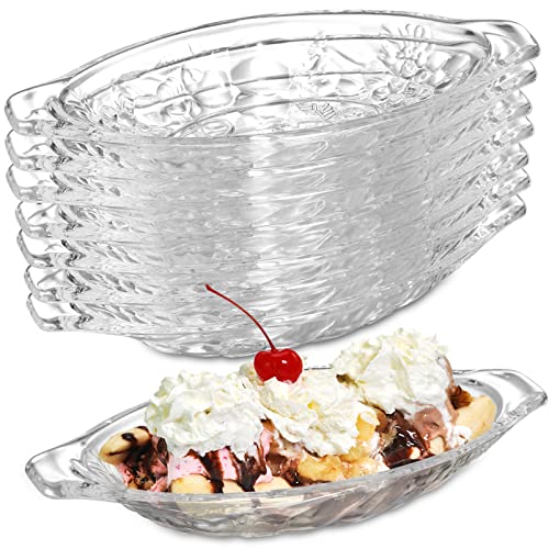 SOUJOY 8 Stück Bananen-Split-Bootsteller, 200 ml Acryl-Eiscreme-Schüssel, klare Eisbecher-Servierschale für Bananenspalt, Eis, Obst, Joghurt, Brownies, Snack von SOUJOY
