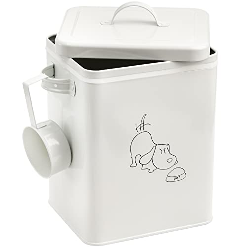 SOUJOY Vorratsbehälter für Hunde- und Katzenfutter mit Deckel und Schaufel, 2,5kg weißer Aufbewahrungsbehälter für Tierfutter, 18 x 15 x 23 cm Studienkanister aus beschichtetem Kohlenstoffstahl SOUJOY Vorratsbehälter für Hunde- und Katzenfutter mit Deckel und Schaufel, 2,5kg weißer Aufbewahrungsbehälter für Tierfutter, 18 x 15 x 23 cm Studienkanister aus beschichtetem Kohlenstoffstahl von SOUJOY