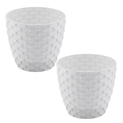 SOUK ONE 2er Set Blumentopf Eisenkraut Pflanzentopf (Ø 14 cm, Weiß) von SOUK ONE