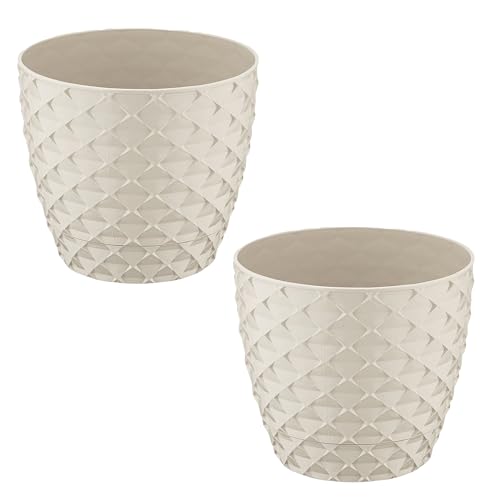 SOUK ONE 2er Set Blumentopf Eisenkraut Pflanzentopf (Ø 17,3 cm, Creme) von SOUK ONE