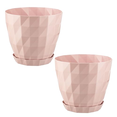 SOUK ONE 2er Set Blumentopf Kristall Pflanzentopf (Ø 16 cm, Rosa) von SOUK ONE