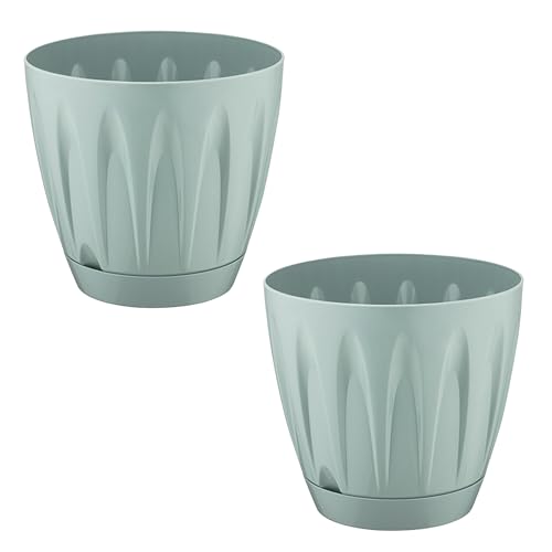 SOUK ONE 2er Set Blumentopf inkl. Untersetzer Lorbeer Pflanzentopf (Ø 18 cm - 2er Set, Blau) von SOUK ONE