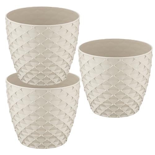 SOUK ONE 3er Set Blumentopf Eisenkraut Pflanzentopf (Ø 11 cm, Creme) von SOUK ONE