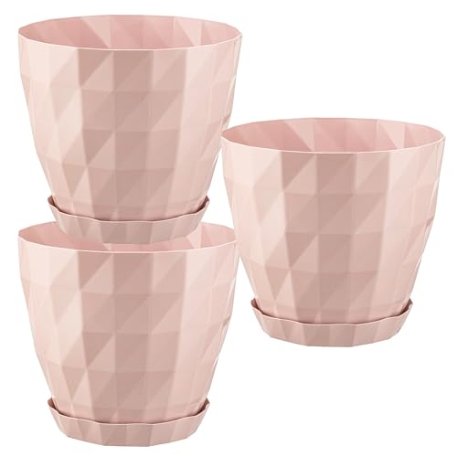 SOUK ONE 3er Set Blumentopf Kristall Pflanzentopf (Ø 11,5 cm, Rosa) von SOUK ONE