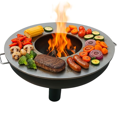 SOUK ONE Feuerplatte Plancha Feuerring aus Edelstahl 4mm, Grillplatte passend für Feuertonne 60 cm (Lieferung ohne Feuerschale) von SOUK ONE