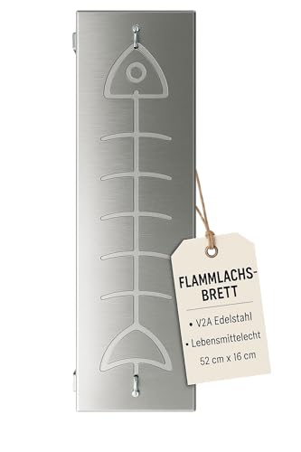 SOUK ONE Flammlachsbrett Flammlachshalter Edelstahl mit Schienen (Lebensmittelecht V2A AISI 304) Rostfrei, Verstellbare Halterung 180° drehbar, Perfekt für Feuerschalen (Lieferung ohne Feuerschale) von SOUK ONE